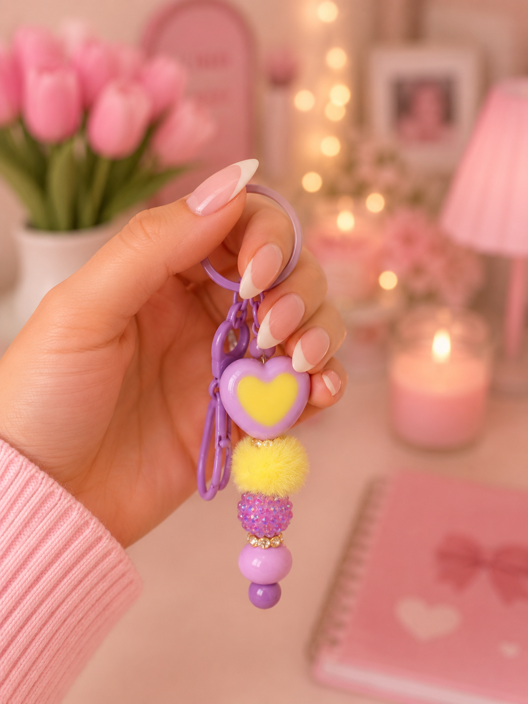 Heart beadable keychain